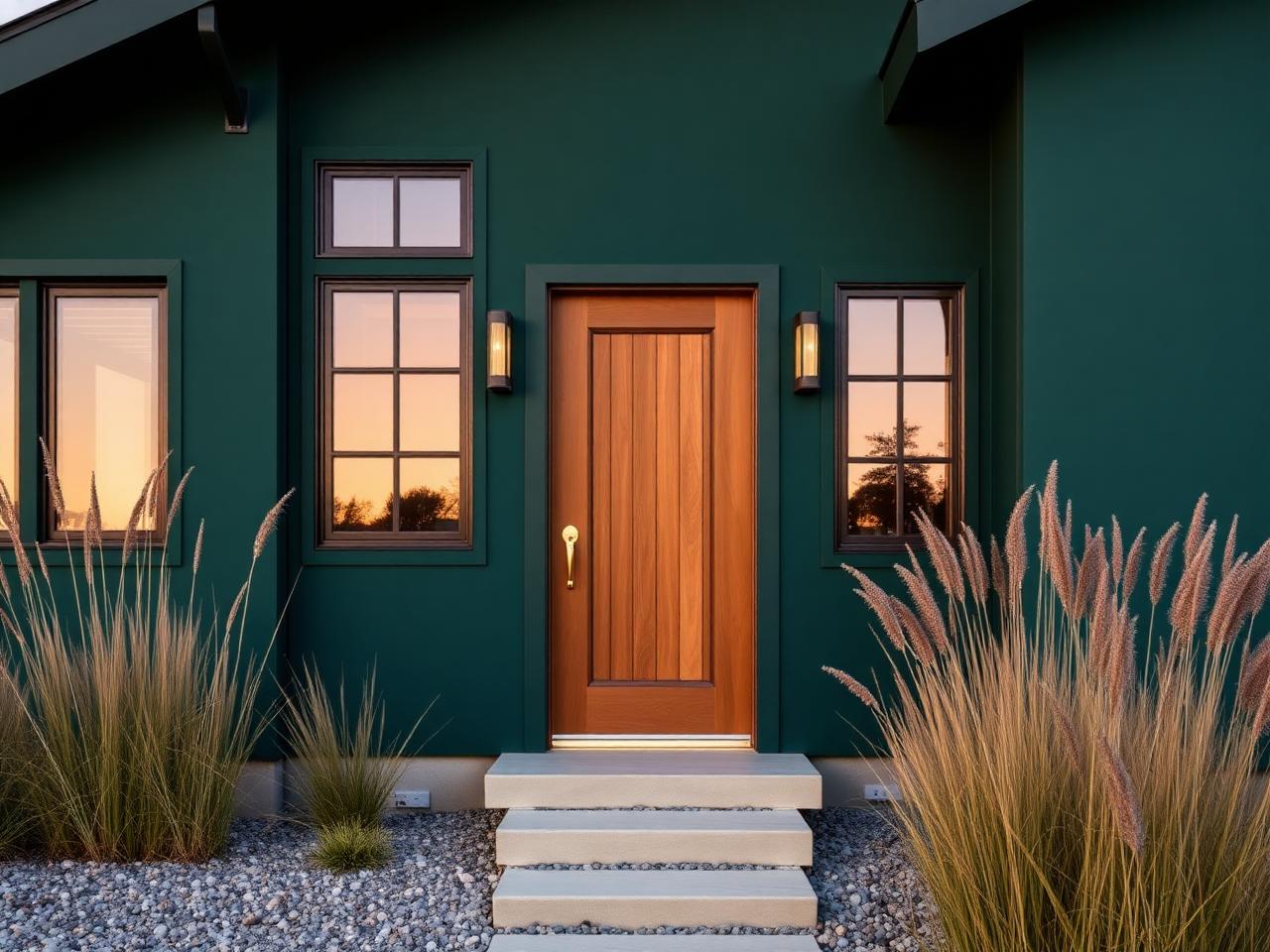 Fachada estilo Contemporánea oscura pintada con Bosque Antiguo de Berel