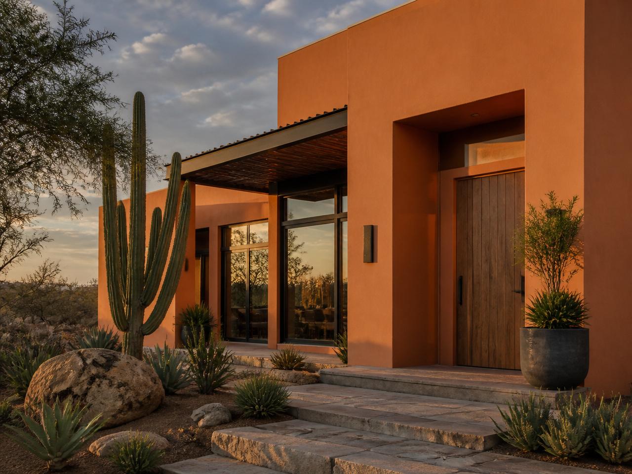 Fachada estilo Desierto moderno pintada con Murmullo de Berel