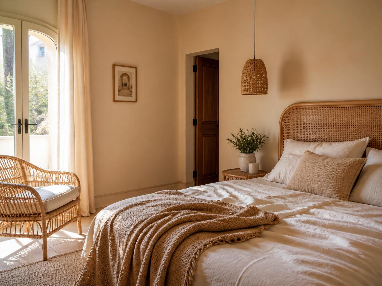 Fachada estilo Relajada mediterránea pintada con Arlons Linen de Berel